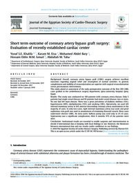 Short term outcome of coronary artery bypass graft surgery: Evaluation of recently established cardiac center
