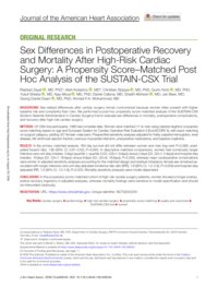 Sex Differences in Postoperative Recovery and Mortality After High‐Risk Cardiac Surgery: A Propensity Score–Matched Post Hoc Analysis of the SUSTAIN‐CSX Trial